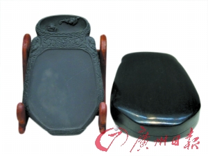 “康梁”硯臺“回”肇慶